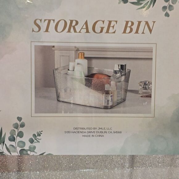 At Home Transparent Decorative Glitter Storage Bin w/Handles - Picture 8 of 8